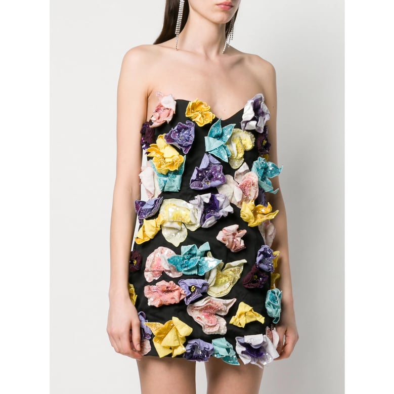 mini dress floral appliqués black by Selfnex