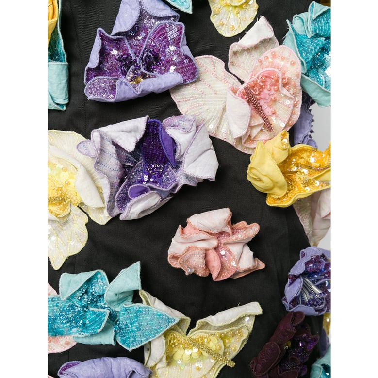 mini dress floral appliqués black by Selfnex