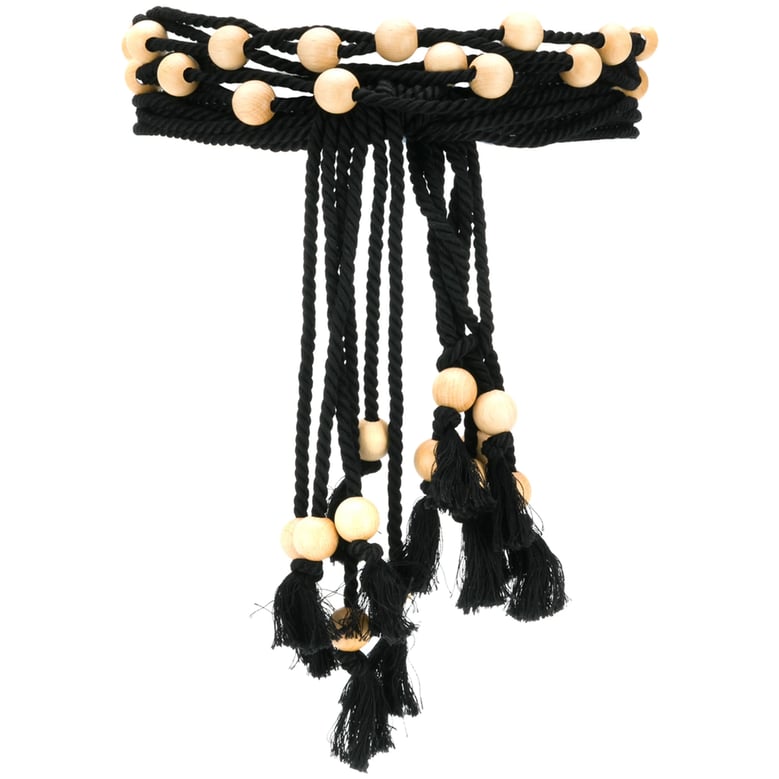 black cotton belt with beaded rope by Selfnex