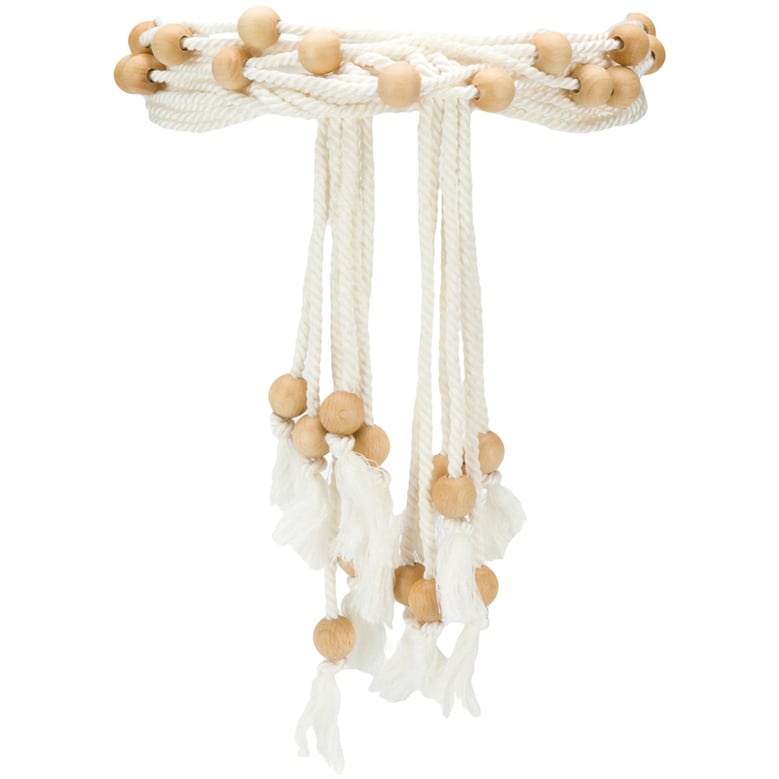 beige beaded knotted belt by Selfnex