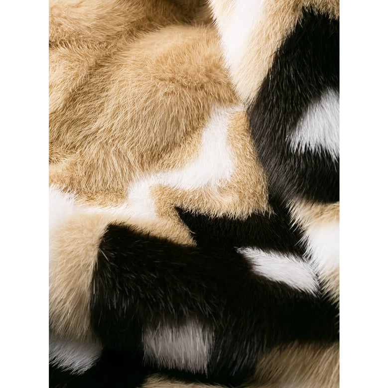 beige mink fur collar puffer jacket by Selfnex