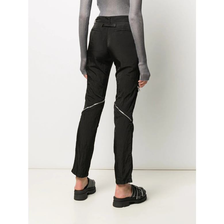 black front zipped skinny trousers by Selfnex