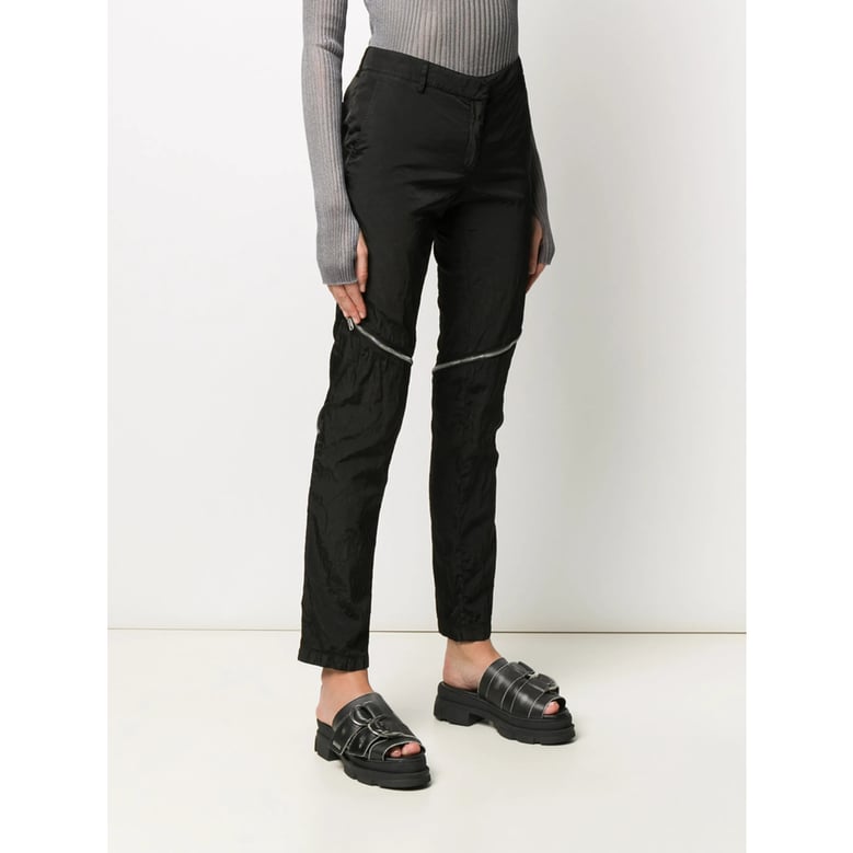 black front zipped skinny trousers by Selfnex