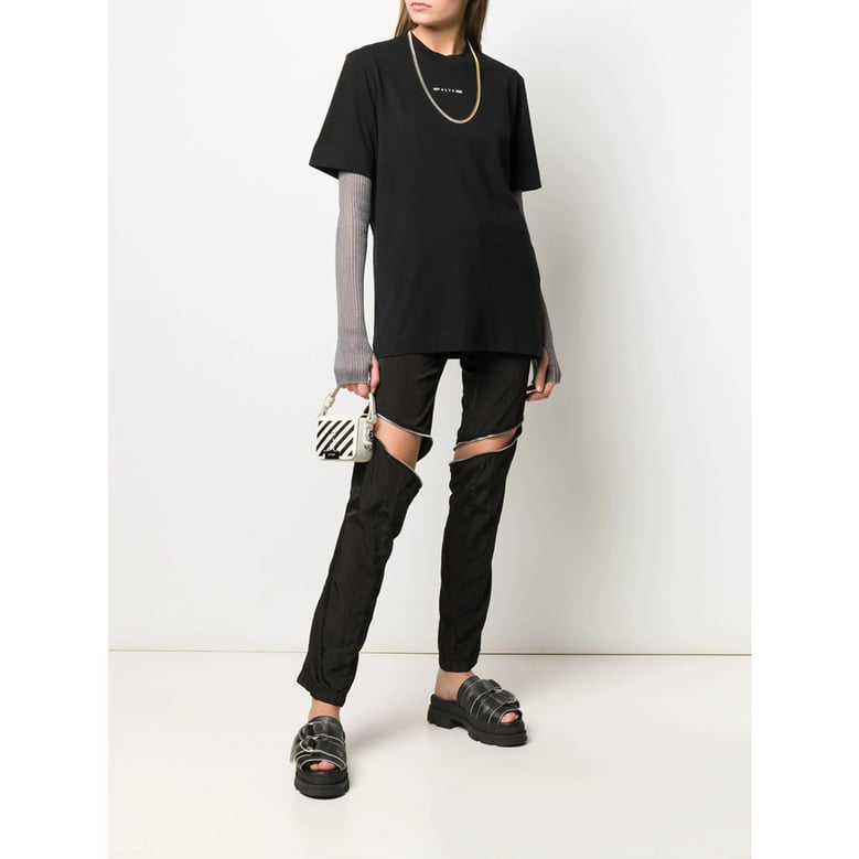 black front zipped skinny trousers by Selfnex