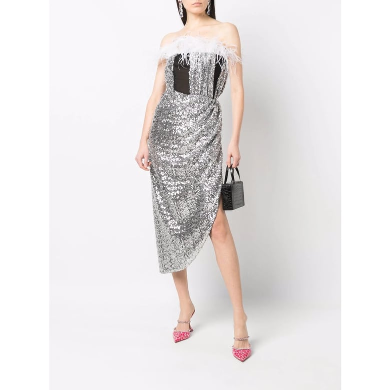 silver sequin evening dress by Selfnex
