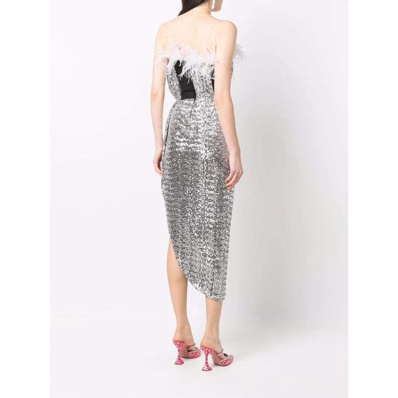 silver sequin evening dress by Selfnex