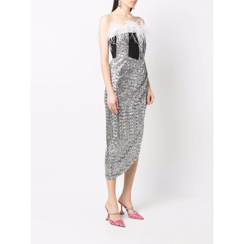 silver sequin evening dress by Selfnex