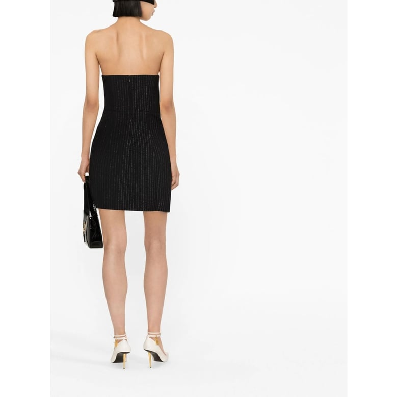 strapless pinstripe dress by Selfnex