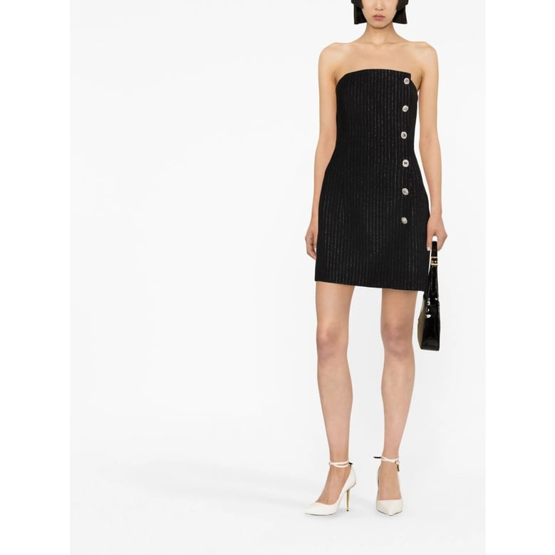 strapless pinstripe dress by Selfnex