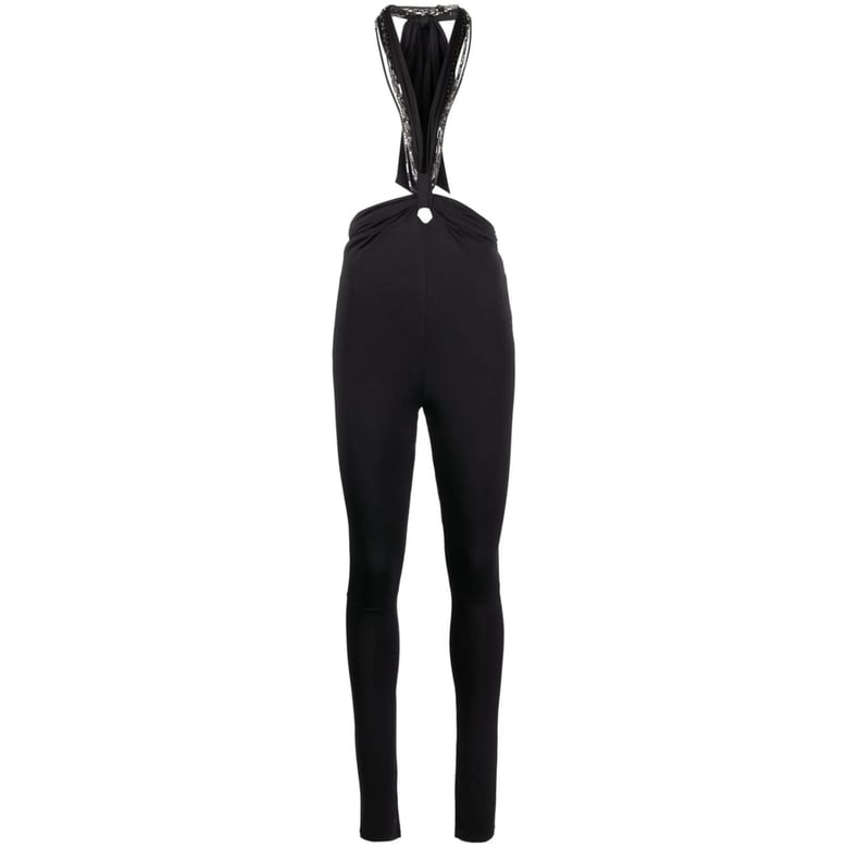 high-waisted pants with chain-link detail by Selfnex