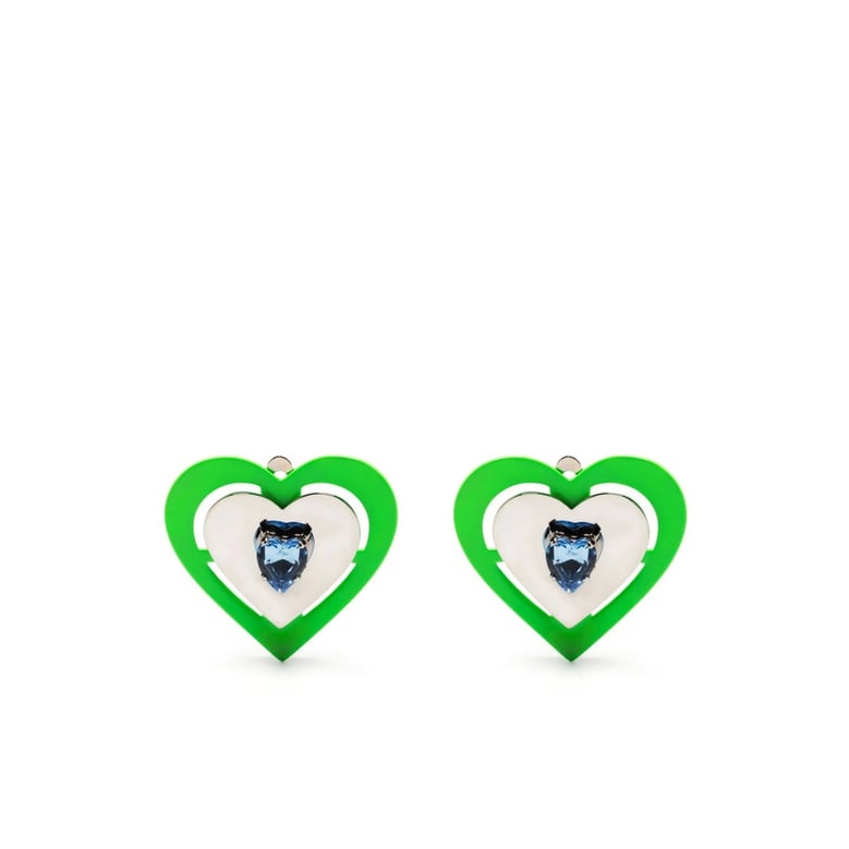 safsafu green heart earrings by Selfnex