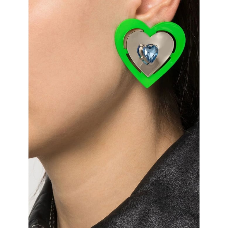 safsafu green heart earrings by Selfnex