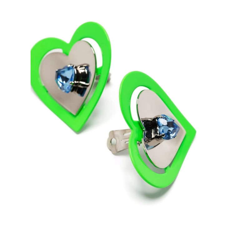 safsafu green heart earrings by Selfnex
