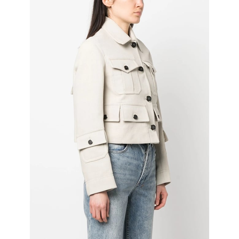 ivory white cropped jacket by Selfnex