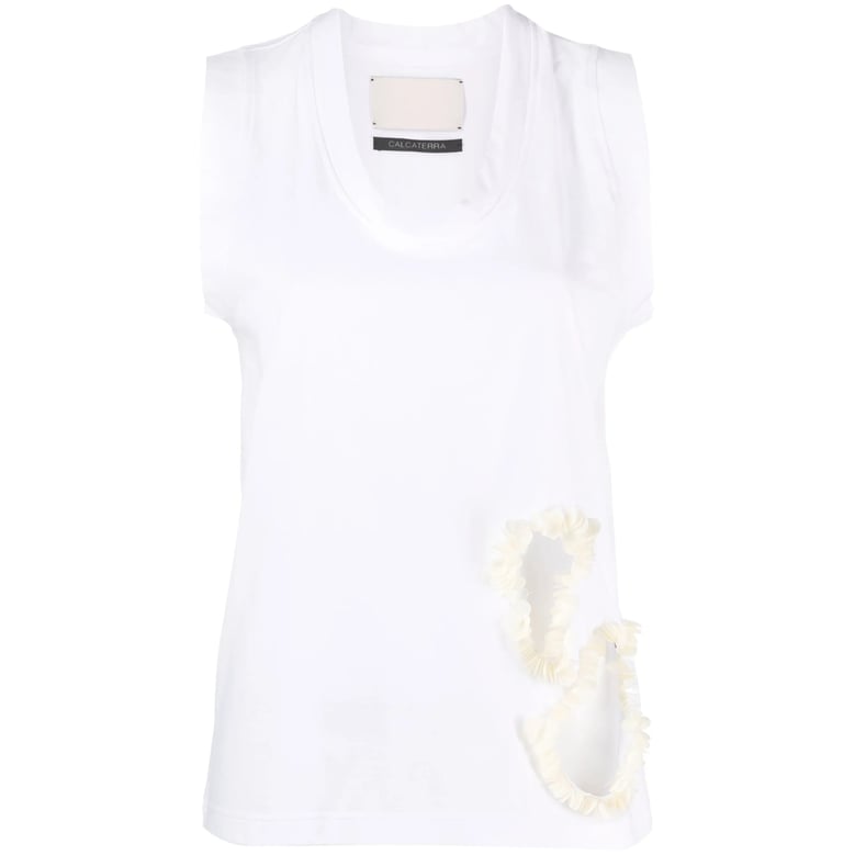 sleeveless cotton top white by Selfnex