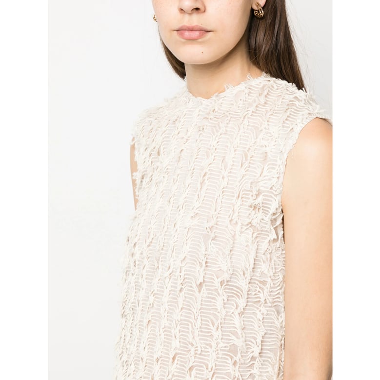 ecru silk dress with frayed edges by Selfnex