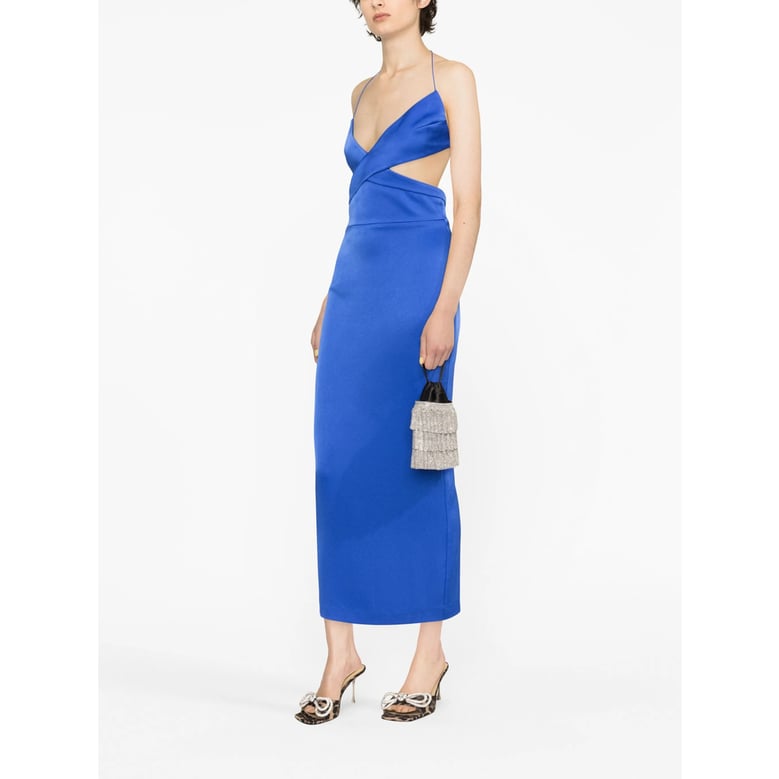 cobalt blue satin dress by Selfnex