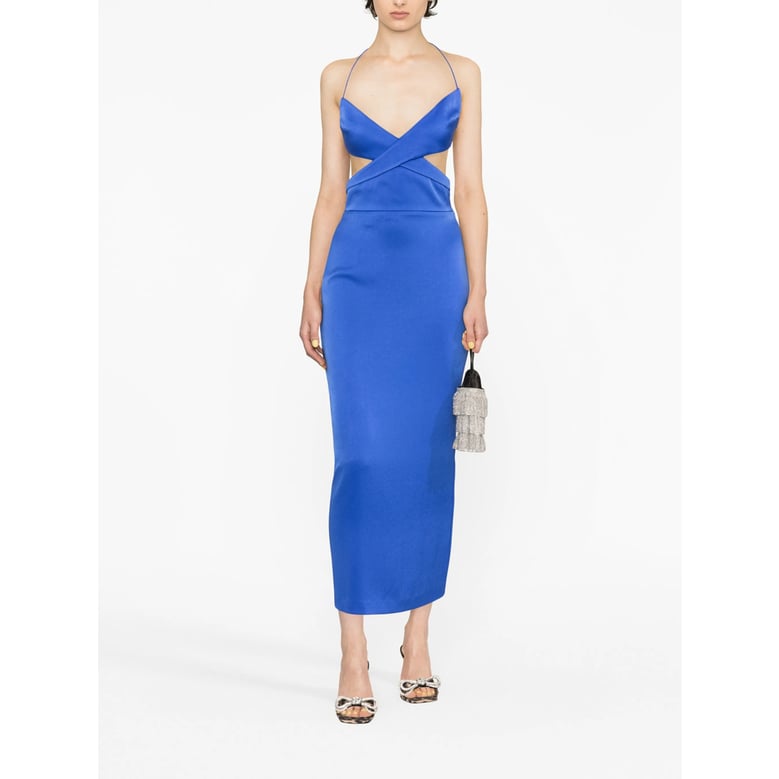 cobalt blue satin dress by Selfnex