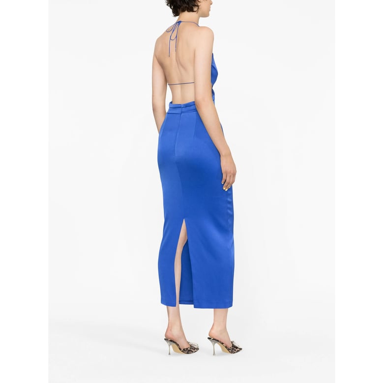 cobalt blue satin dress by Selfnex