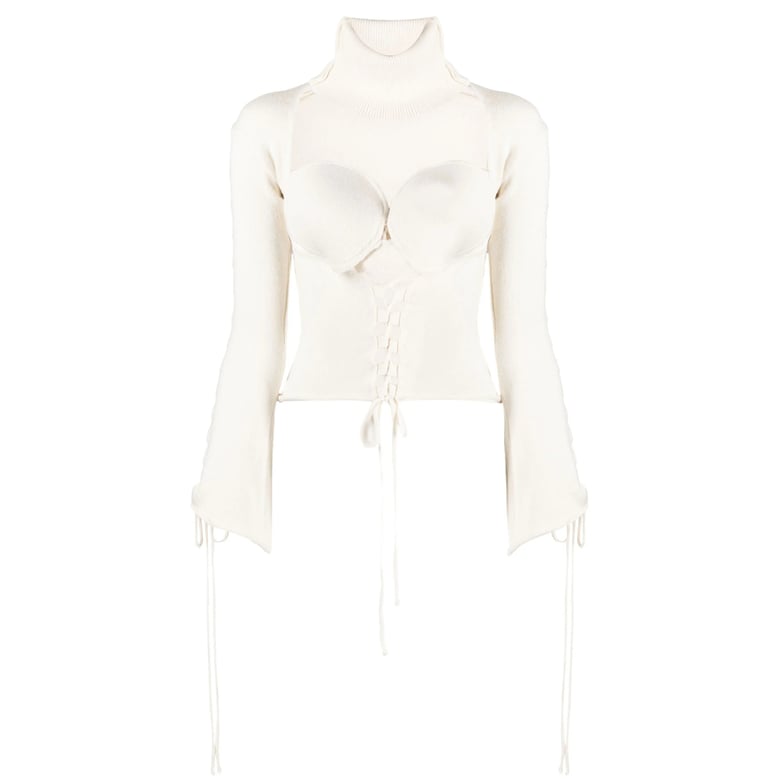 chalk white sweater with roll neck by Selfnex