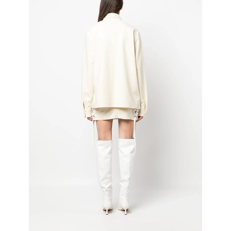 ivory wool lace-up outerwear by Selfnex