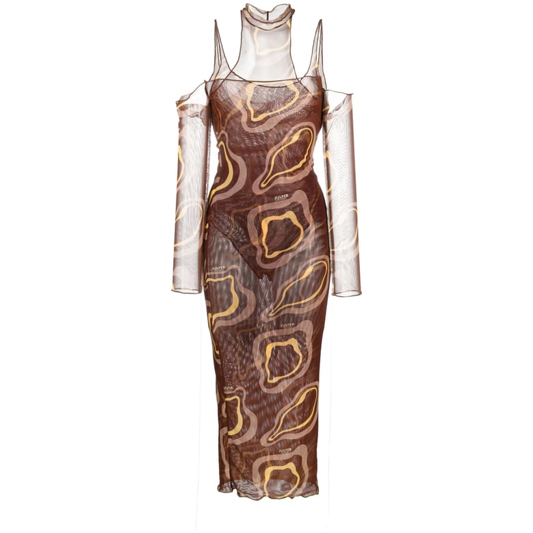 abstract print dress with halterneck by Selfnex