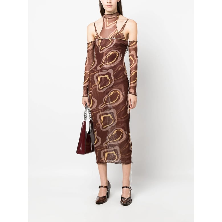 abstract print dress with halterneck by Selfnex