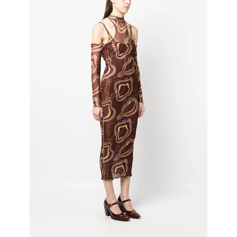 abstract print dress with halterneck by Selfnex