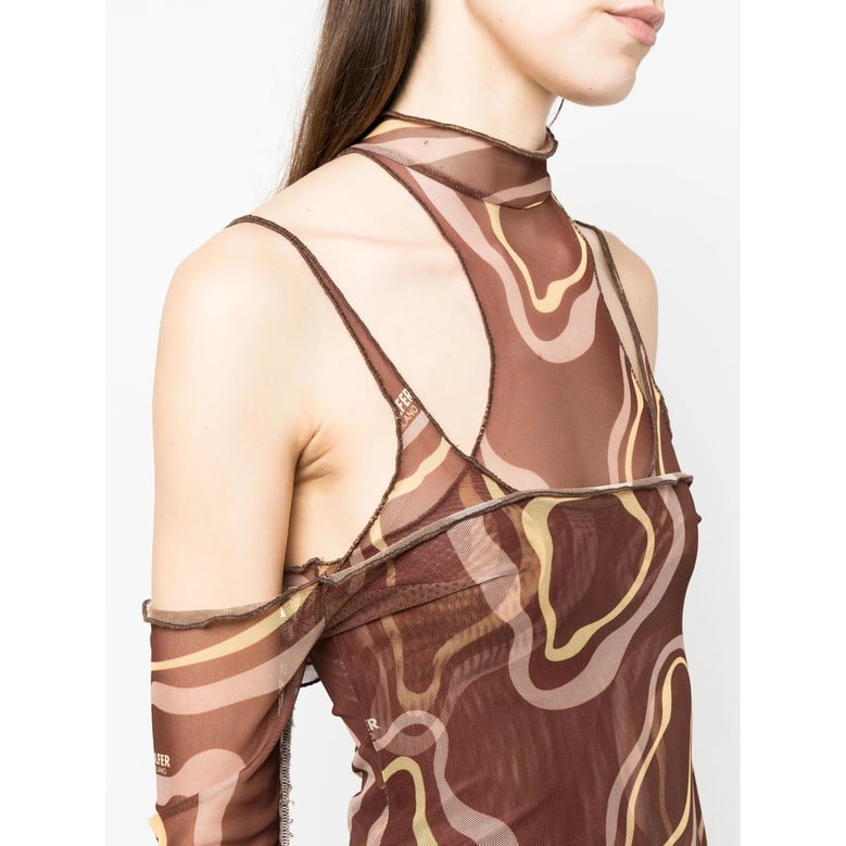 abstract print dress with halterneck by Selfnex