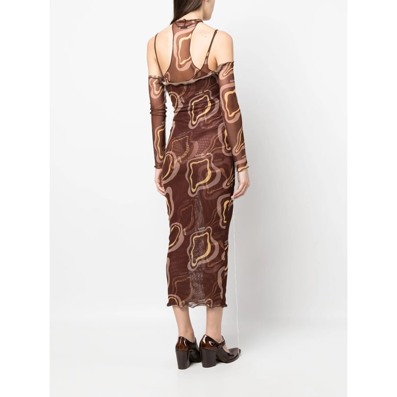 abstract print dress with halterneck by Selfnex