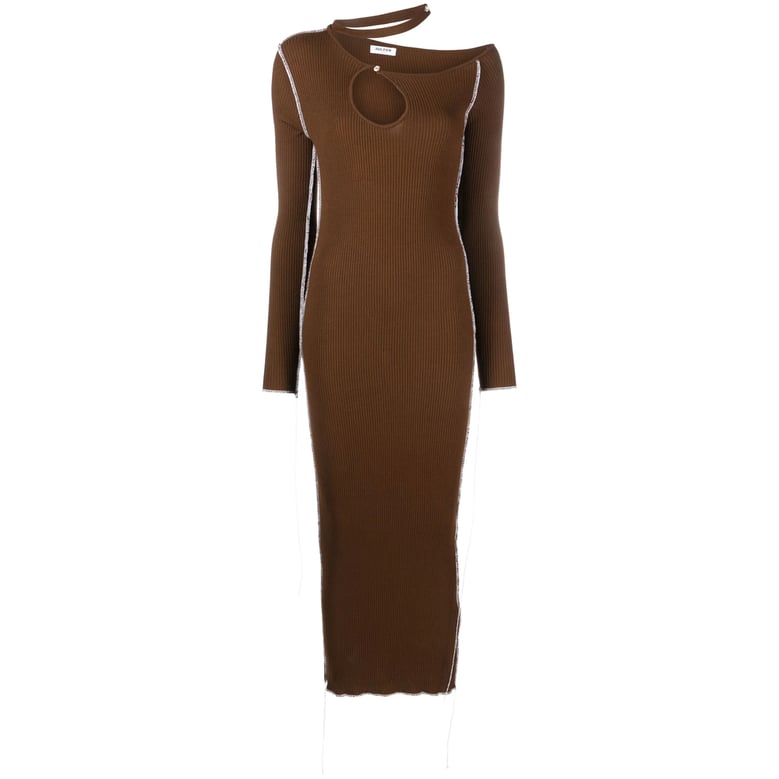 cedar brown ribbed knit dress by Selfnex