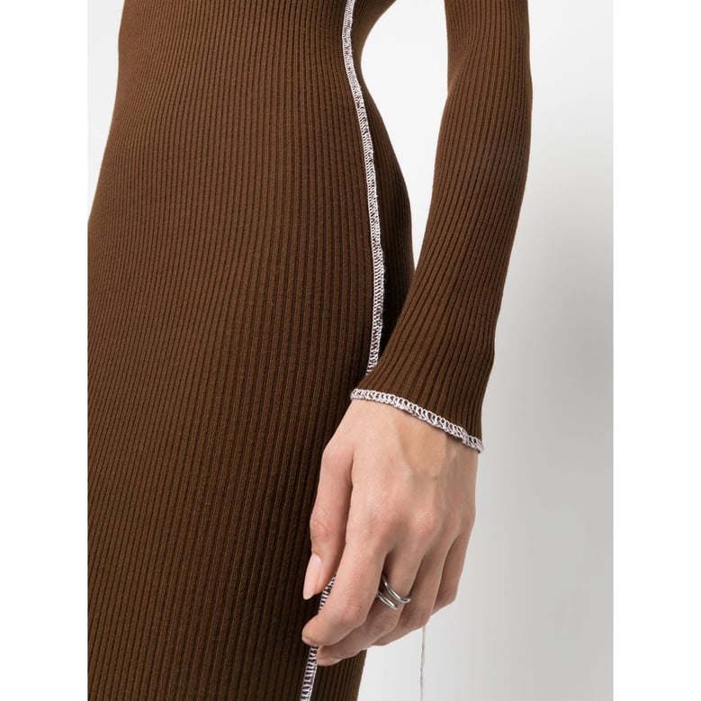 cedar brown ribbed knit dress by Selfnex