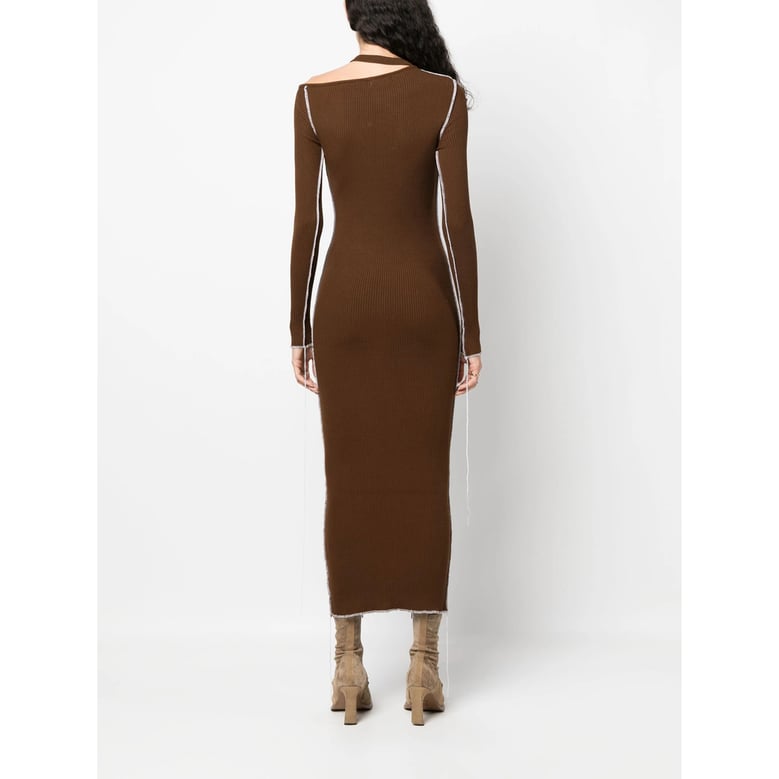 cedar brown ribbed knit dress by Selfnex