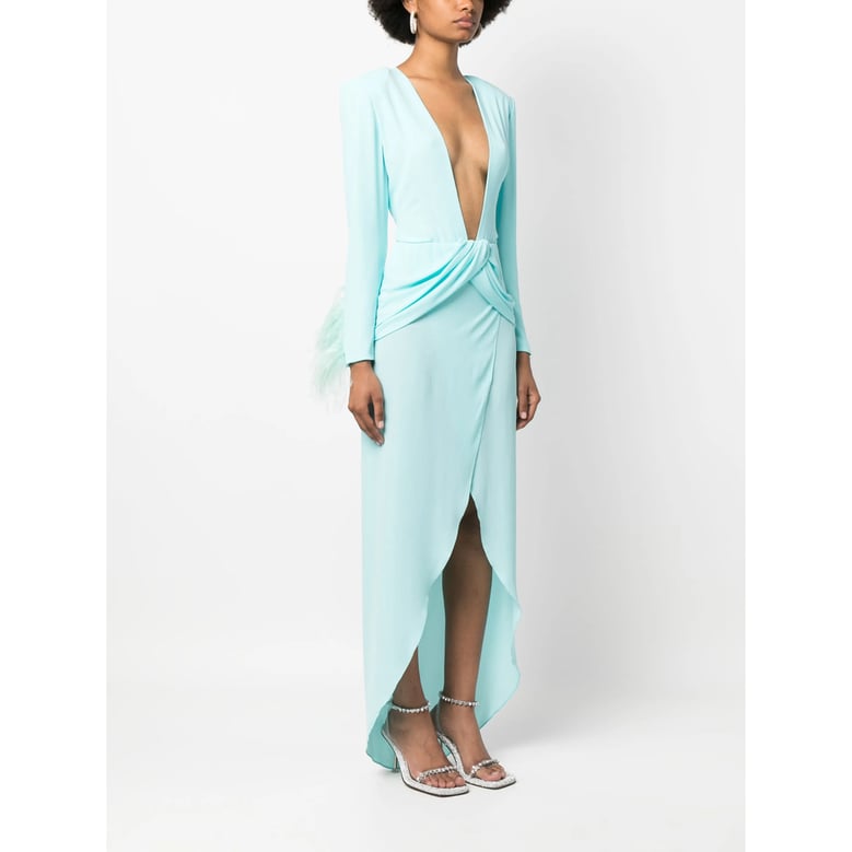 ice blue plunging v-neck dress by Selfnex