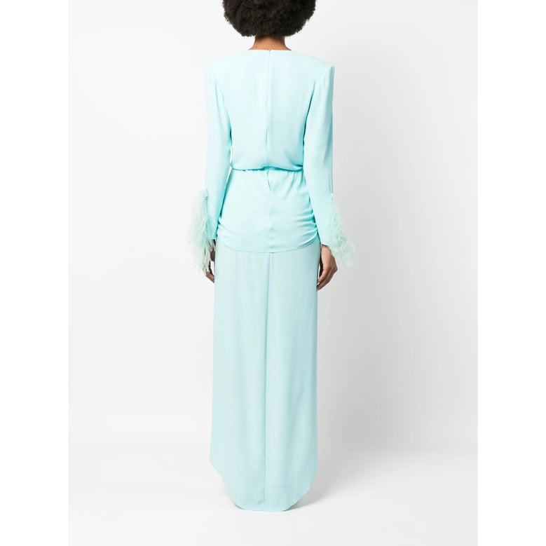 ice blue plunging v-neck dress by Selfnex