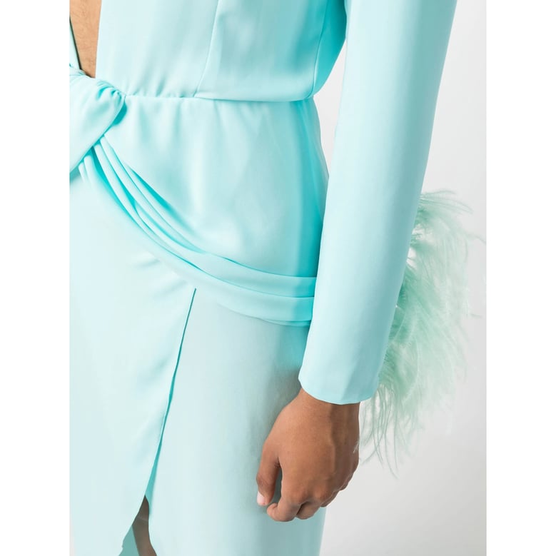 ice blue plunging v-neck dress by Selfnex