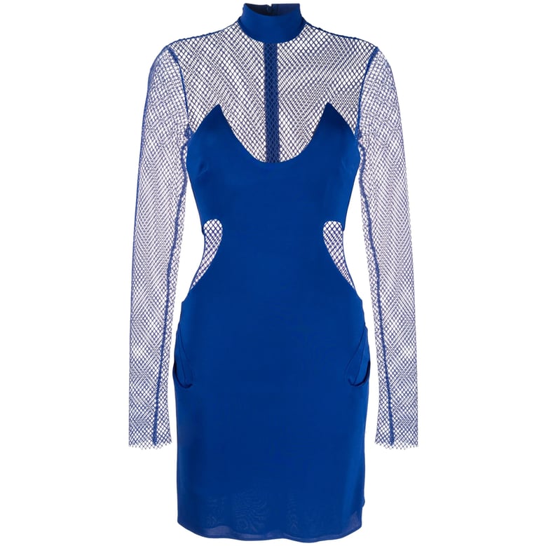 cobalt blue sheer panel dress by Selfnex