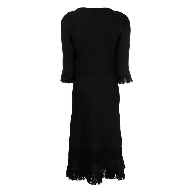 black wool dress with fringed edge by Selfnex