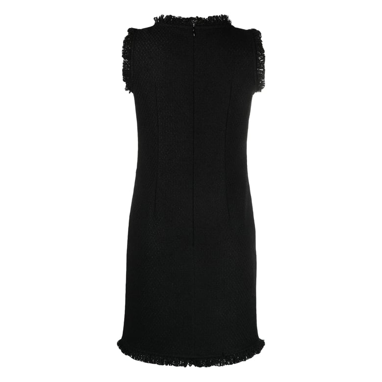 fringed black wool blend dress by Selfnex