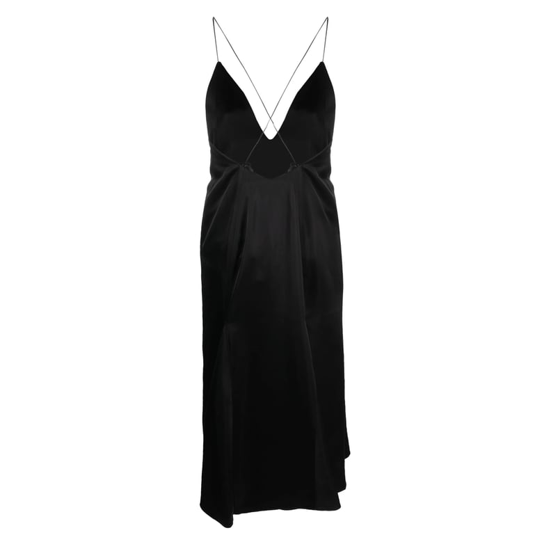 dress v-neck crystal embellishment black by Selfnex