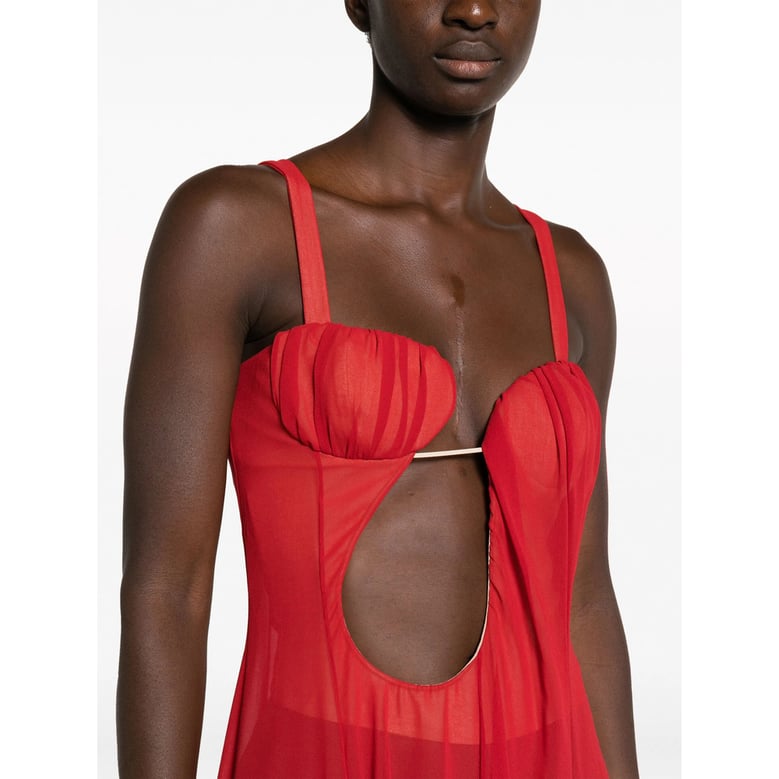 nensi dojaka bright red dress by Selfnex