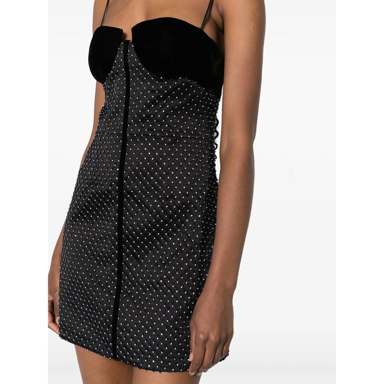 black cocktail dress with crystal embellishments by Selfnex