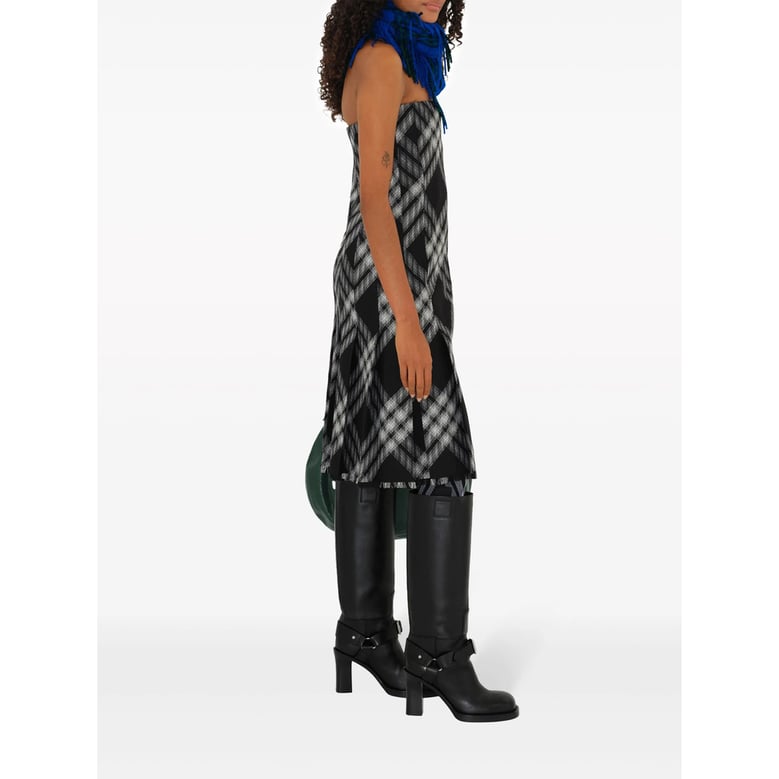 wool wrap dress with check pattern by Selfnex