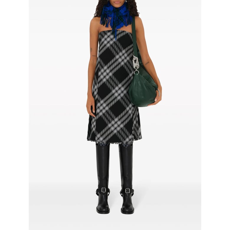 wool wrap dress with check pattern by Selfnex