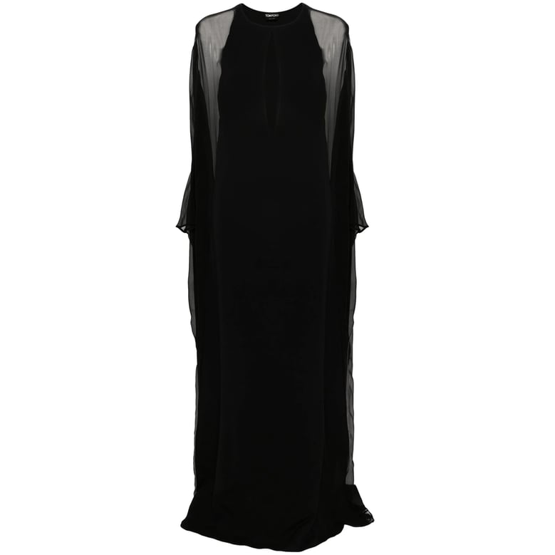 black stretch-silk floor-length dress by Selfnex