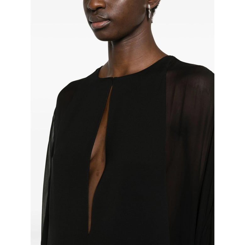 black stretch-silk floor-length dress by Selfnex
