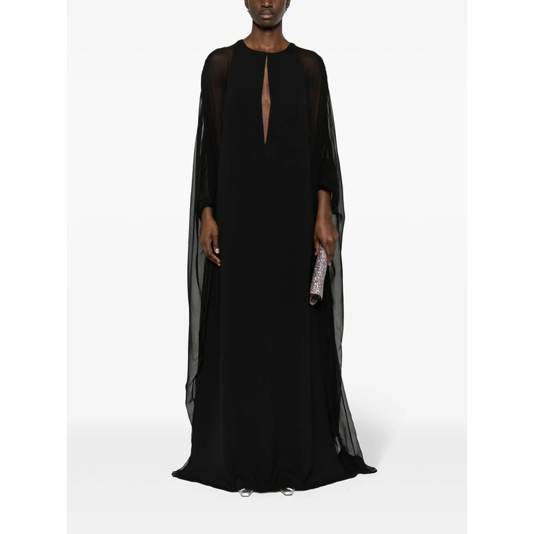 black stretch-silk floor-length dress by Selfnex