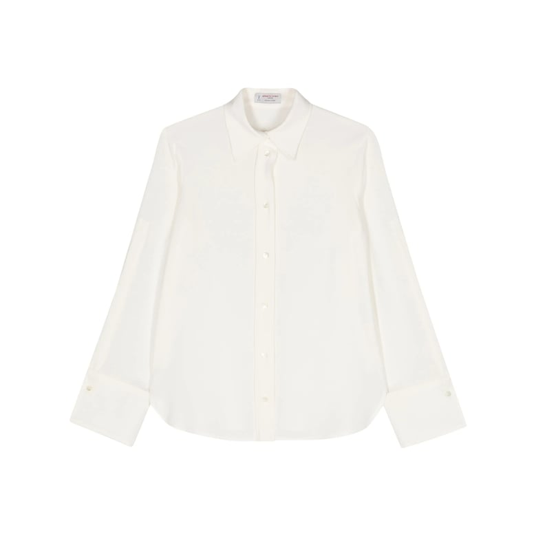 cream white shirt with buttoned cuffs by Selfnex