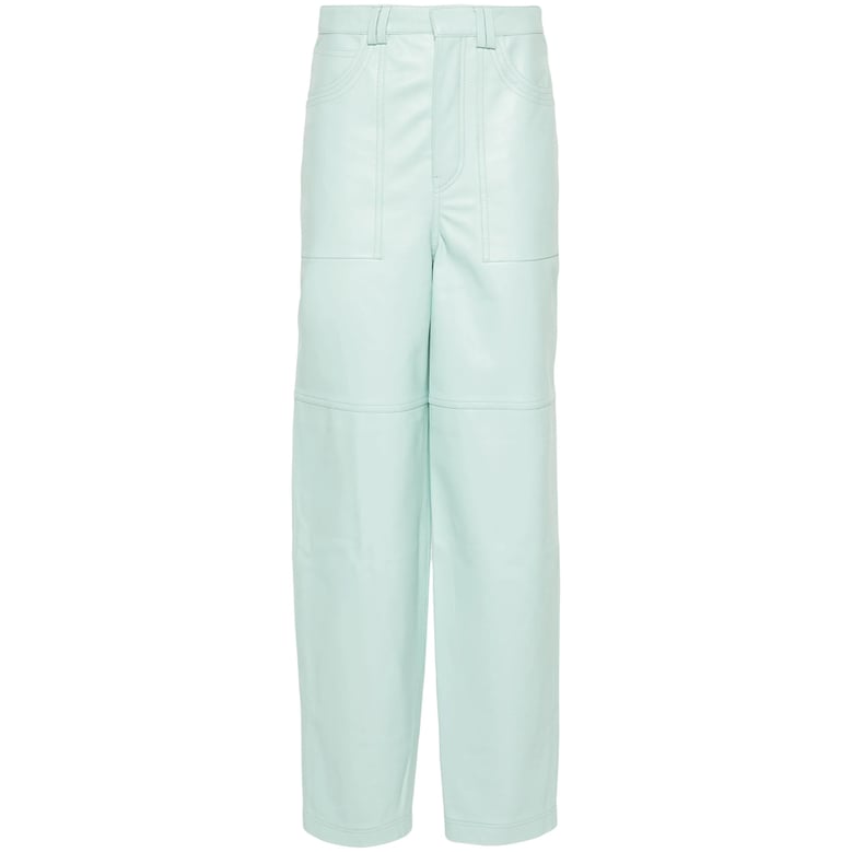 light blue lambskin wide leg trousers by Selfnex