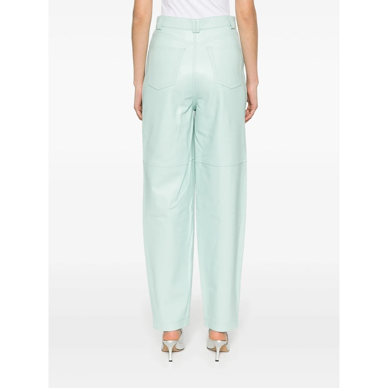 light blue lambskin wide leg trousers by Selfnex